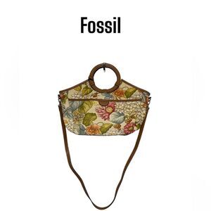 Fossil vintage key collection multicolored floral print satchel crossbody bag